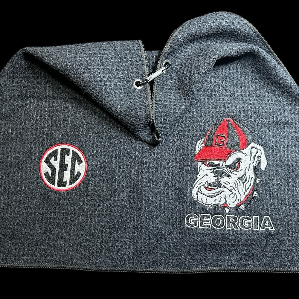 Georgia Bulldogs (2 Sides) Golf Towel / 8in x 16in (57k Stitches)